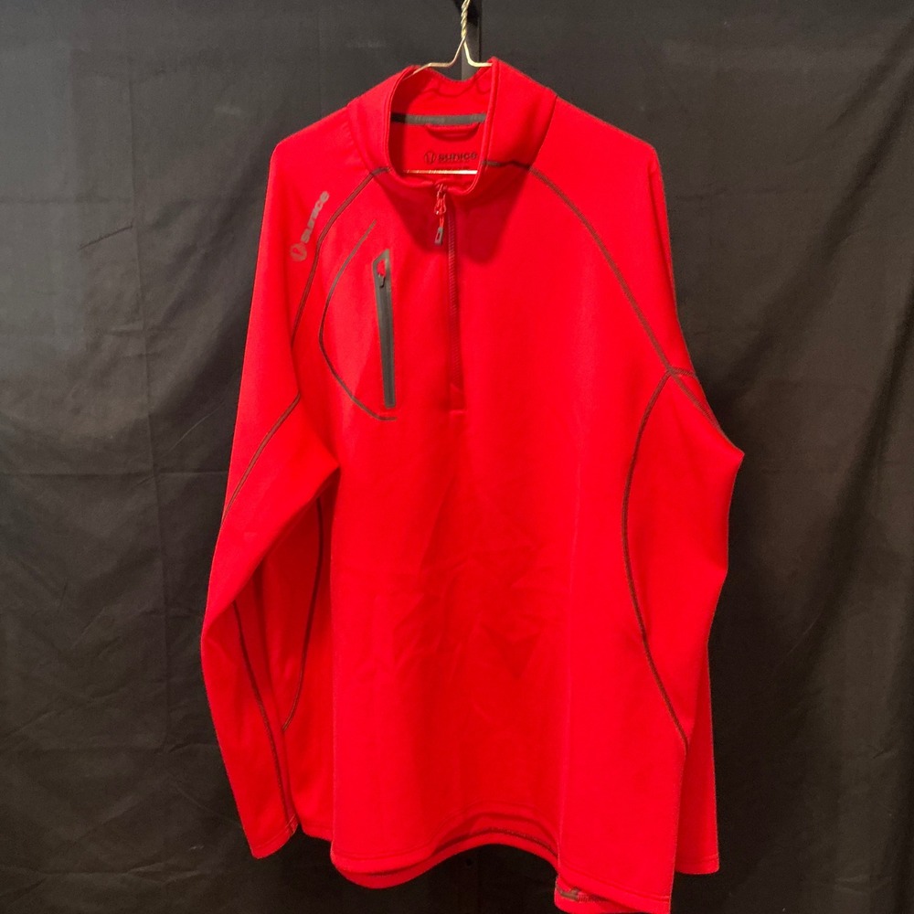 Sunice Mens Red Quarter Zip Long Sleeve Pullover Athletic Shirt XXL